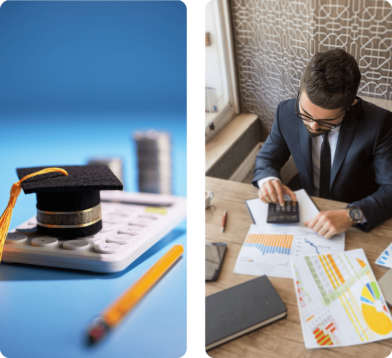 Education and finance concept illustrations