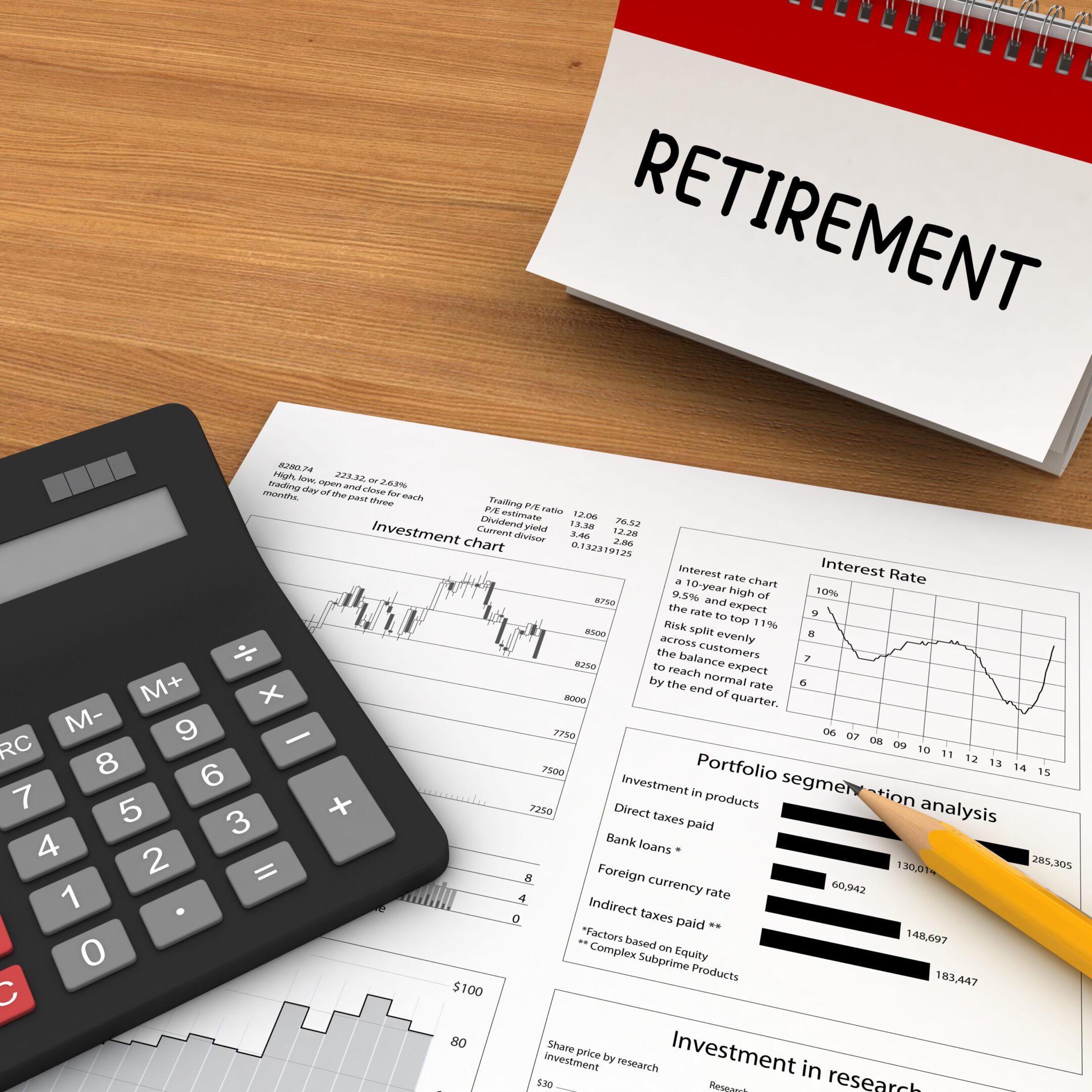 Calculator and retirement planning documents