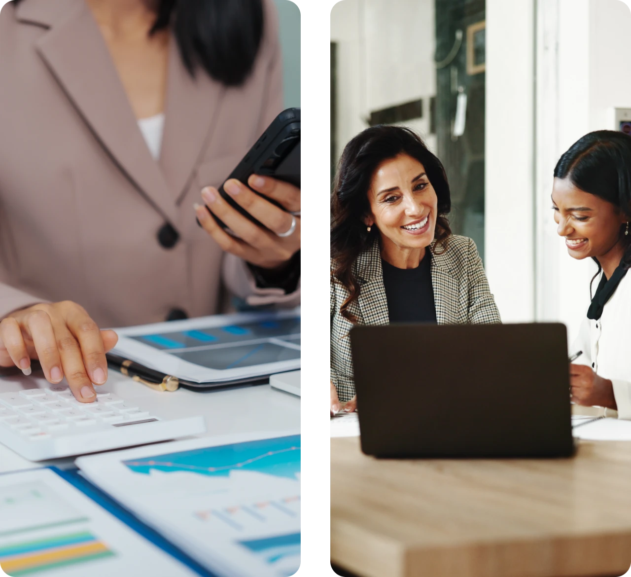 Women analyzing financial data together